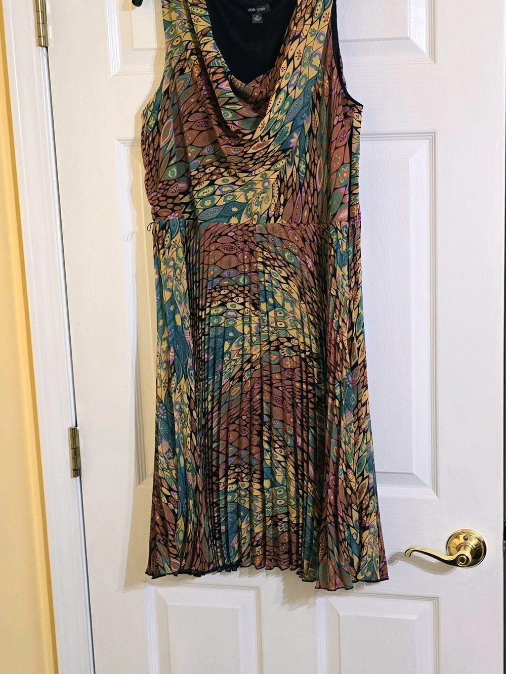 Voir Voir Multicolor Pleated Cowl Neck Midi Dress